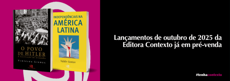 Livros "O povo de Hitler" e "Independências na América Latina" em destaque, com título na imagem